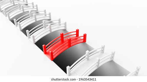 Selection Of A Bridge To Connect Two Sides. 3D Illustration