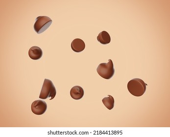 Selective falling chocolate chocolate chip 3d illustration - Powered by Shutterstock