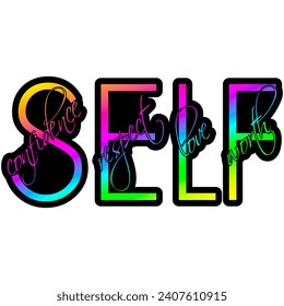 self confidence respect worth love rainbow colorful bright graphic design - Powered by Shutterstock