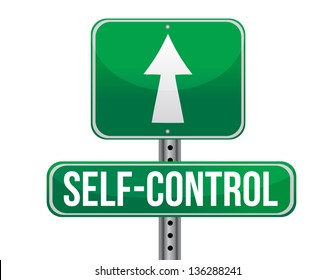 Self Control Road Sign Illustration Design Over A White Background