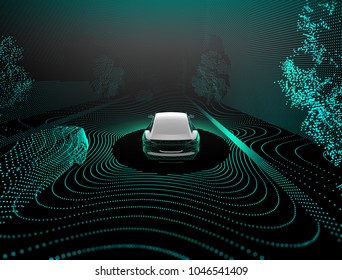 Self driving car 3D rendering