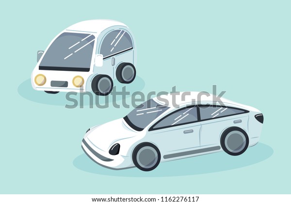 self driving\
car concept on the green\
background