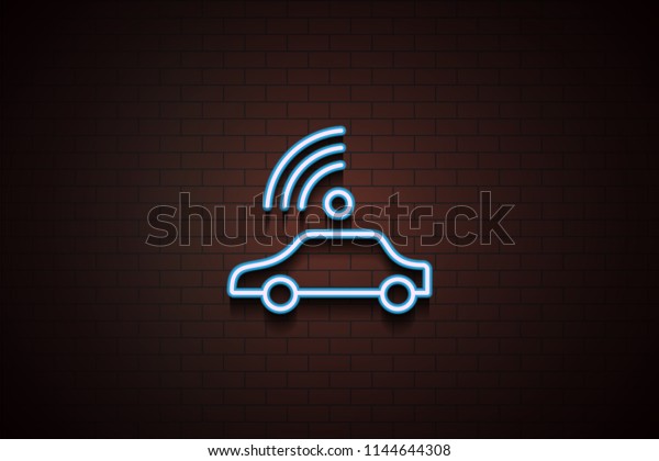 self driving car icon in\
Neon style