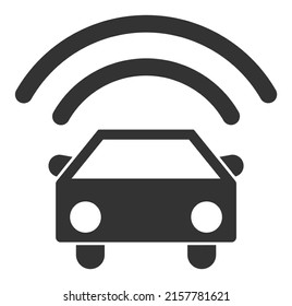 Self Driving Car Raster Illustration. Flat Illustration Iconic Design Of Self Driving Car, Isolated On A White Background.