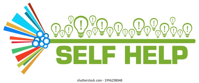 Self Help Text Written Over Green Colorful Background.