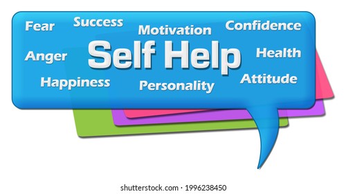 Self Help Text Written Over Blue Colorful Background.