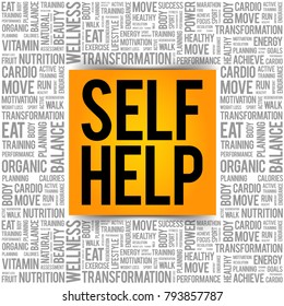 Self Help Word Cloud Background, Health Concept