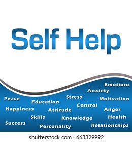 Self Help Word Cloud Blue Square 