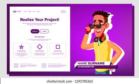 Self Presentation. African American Male. Introduce Yourself Your Project, Business. Illustration - Powered by Shutterstock