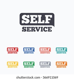 Self Service Sign Icon. Maintenance Button. Colored Flat Icons On White Background.