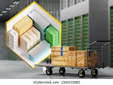 Self Storage Cargo Trolley Boxes Self Stock Illustration 2169131883