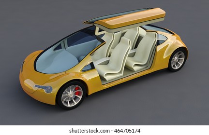 Self-driving Car, Future Car With Gull Wing Doors - 3d Concept, Autonomous Transport - 3D Render