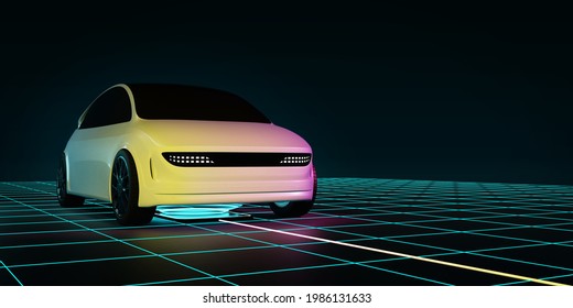 Self-driving Car, Wireless Charging, 3D Rendering Image.