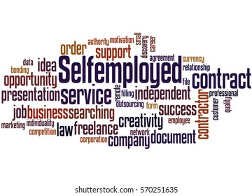 Selfemployed, word cloud concept on white background.