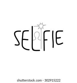 Selfie sign written and thin hipster style font