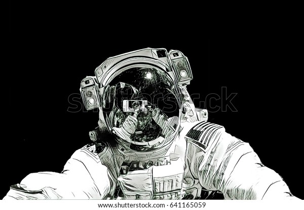 携帯電話で宇宙服を着て自撮り この画像のエレメントはnasaが提供します のイラスト素材
