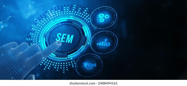 SEM Search Engine Optimization Marketing Ranking concept for website. 3d illustration