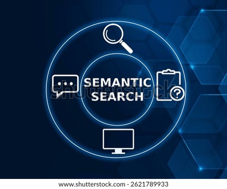 semantic search tech concept.A search technique that understands the meaning behind words to improve search accuracy and relevance.