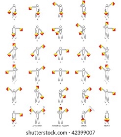 Semaphore Flag Positions Alphabet Each Individually Stock Illustration ...