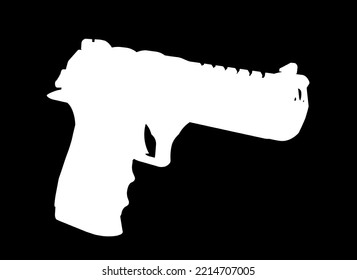 Semi Automatic Handgun Silhouette On A Black Background