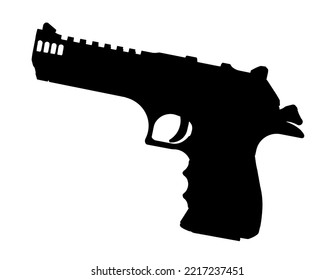 Semi-automatic Handgun Silhouette That Is On A White Background.