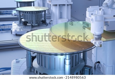 Semiconductor manufacturing with 3d rendering robotic arms with silicon wafers