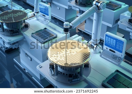 Semiconductor manufacturing with 3d rendering robotic arms with silicon wafers