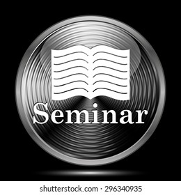 Seminar icon. Internet button on black background. 