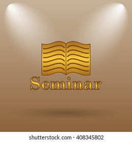 Seminar icon. Internet button on brown background.