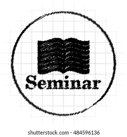 Seminar icon. Internet button on white background.