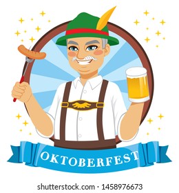 Illustration Funny Senior Man Holding Beer Stock Vector (Royalty Free ...