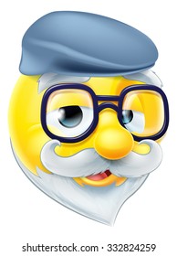 A Senior Citizen Pensioner OAP Old Man Emoji Emoticon Character Wearing Glasses And A Flat Cap Hat