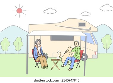 Senior couple camping in camper - Powered by Shutterstock