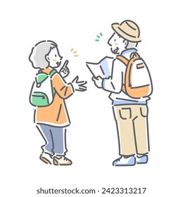 senior couple on travel, simple and cute illustration - Powered by Shutterstock