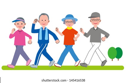 Senior Group Walking