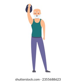 Senior man lift kettlebell icon. Cartoon of senior man lift kettlebell icon for web design isolated on white background - Powered by Shutterstock