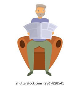 Senior man read newspaper icon. Cartoon of senior man read newspaper icon for web design isolated on white background - Powered by Shutterstock