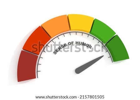 Sense of humor measuring process. Scale with arrow. 3D render