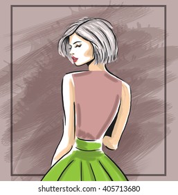 女性 ドレス 後ろ姿 のイラスト素材 画像 ベクター画像 Shutterstock