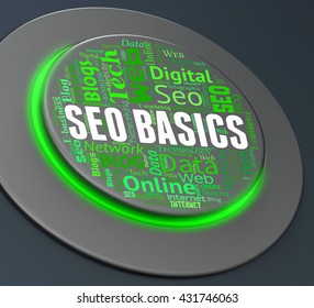Seo Basics Representing Push Button And Website 3d Rendering