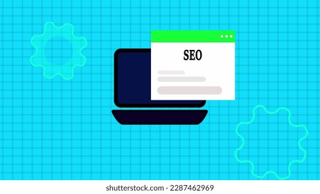 SEO logo text isolated digital technology notification message page on laptop display.