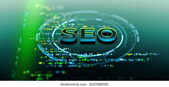 SEO - Search Engine Optimization Concept for Digital Marketing. 3D Illustration