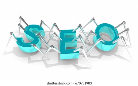 SEO Search Engine Optimization Crawler Bots 3d Illustration
