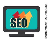 SEO, Search Engine Optimization With Rising Arrow on Computer Screen Isolated on White Background