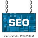 SEO - Search Engine Optimization text written over blue background.
