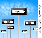 Seo Sign Search Engine Optimization Showing Digital Marketing Website Development And Research For Online Site Traffic