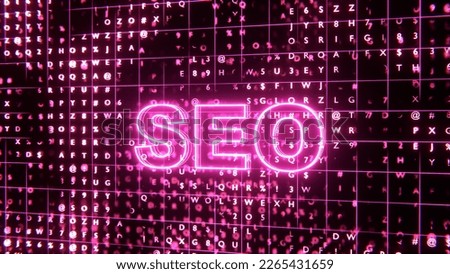 SEO technologies. Search engine optimization inscription. Business optimization. Business expansion and customer search technology. 3D render.