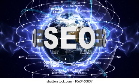 SEO Text Around the World, Computer Graphics
