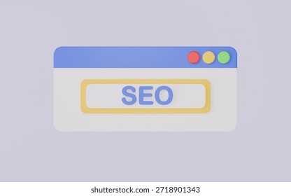  SEO Website Window for Search Engine Optimization 3d illustration