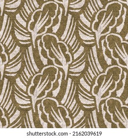 Sepia Neutral Botanical Leaf Seamless Linen Style Pattern. Organic Natural Tone On Tone Foliage Design For Throw Pillow, Soft Furnishing. Modern Beige Brown Neutral Home Decor Textile Swatch.